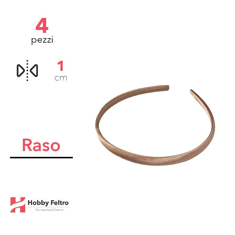 Cerchietti in raso 1 cm - Rosa Cipria codice 12 - Kit 4 pezzi