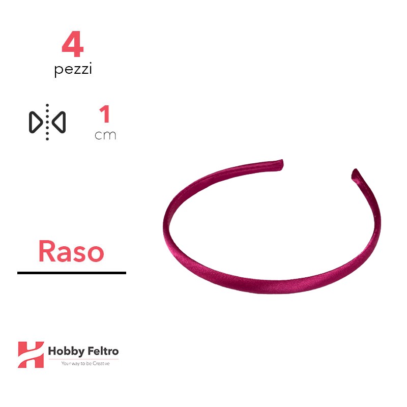 Cerchietto per Capelli Raso 1cm Kit 4 Pezzi Fucsia COD.14