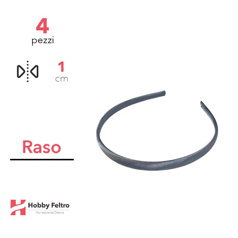 Cerchietto per Capelli Raso 1cm Kit 4 Pezzi Grigio COD.18