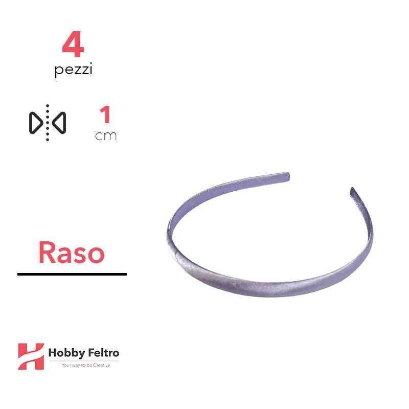 Cerchietto per Capelli Raso 1cm Kit 4 Pezzi Lilla COD.09