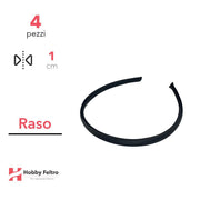 Cerchietto per Capelli Raso 1cm Kit 4 Pezzi Nero COD.20