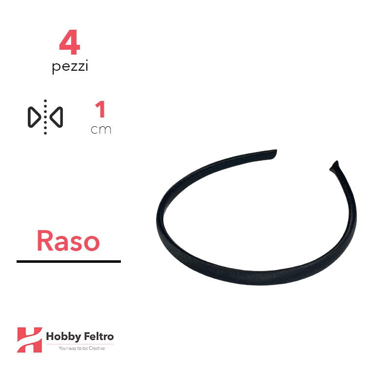 Cerchietto per Capelli Raso 1cm Kit 4 Pezzi Nero COD.20