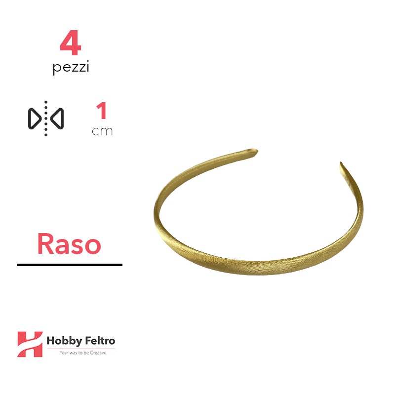 Cerchietti in raso 1 cm - Oro codice 41 - Kit 4 pezzi