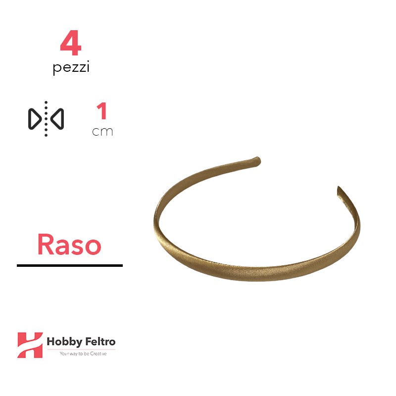 Cerchietti in raso 1 cm - Oro Scuro codice 03 - Kit 4 pezzi