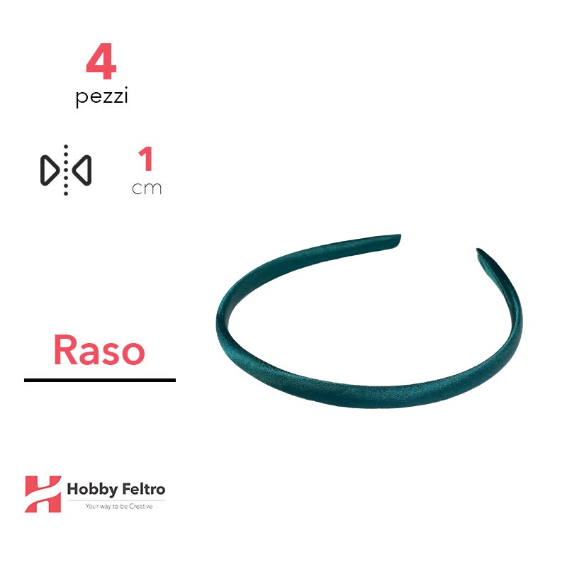 Cerchietto per Capelli Raso 1cm Kit 4 Pezzi Ottanio COD.32