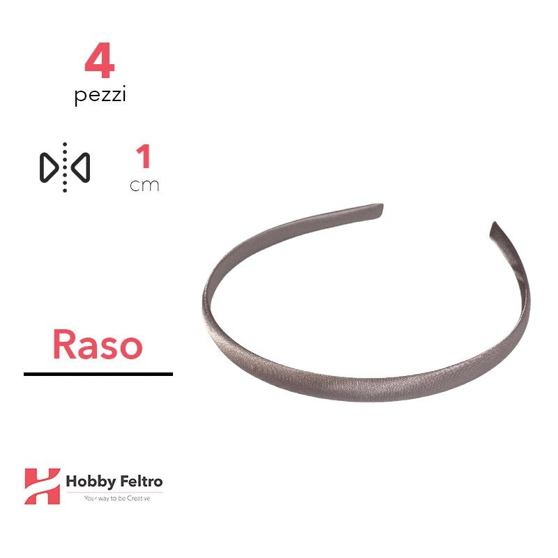 Cerchietti in raso 1 cm - Pervinca codice 39 - Kit 4 pezzi