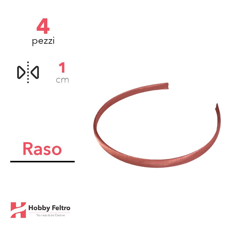 Cerchietto per Capelli Raso 1cm Kit 4 Pezzi Rosa Antico Chiaro COD.11