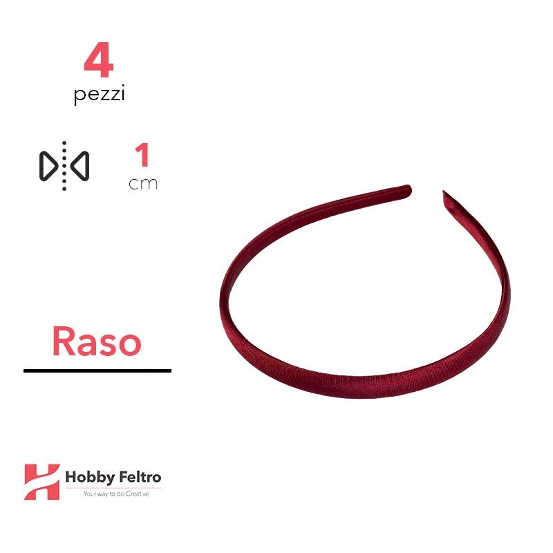 Cerchietto per Capelli Raso 1cm Kit 4 Pezzi Rosso Ciliegia COD.35