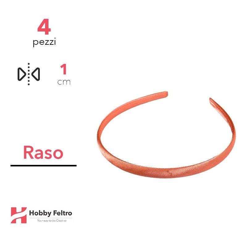 Cerchietto per Capelli Raso 1cm Kit 4 Pezzi Salmone COD.38