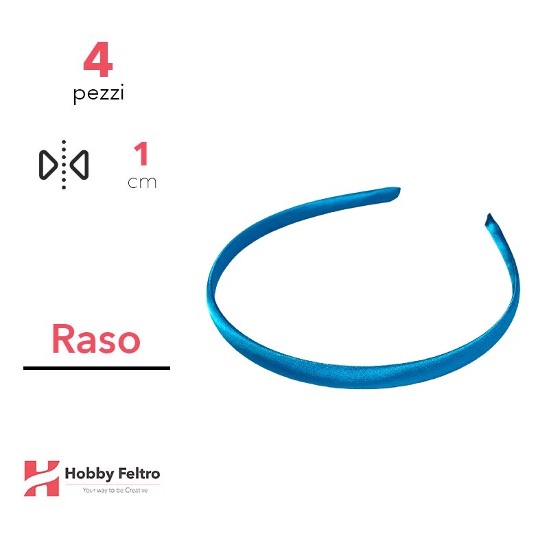 Cerchietto per Capelli Raso 1cm Kit 4 Pezzi Turchese COD.33