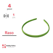 Cerchietto per Capelli Raso 1cm Kit 4 Pezzi Verde Acceso COD.23