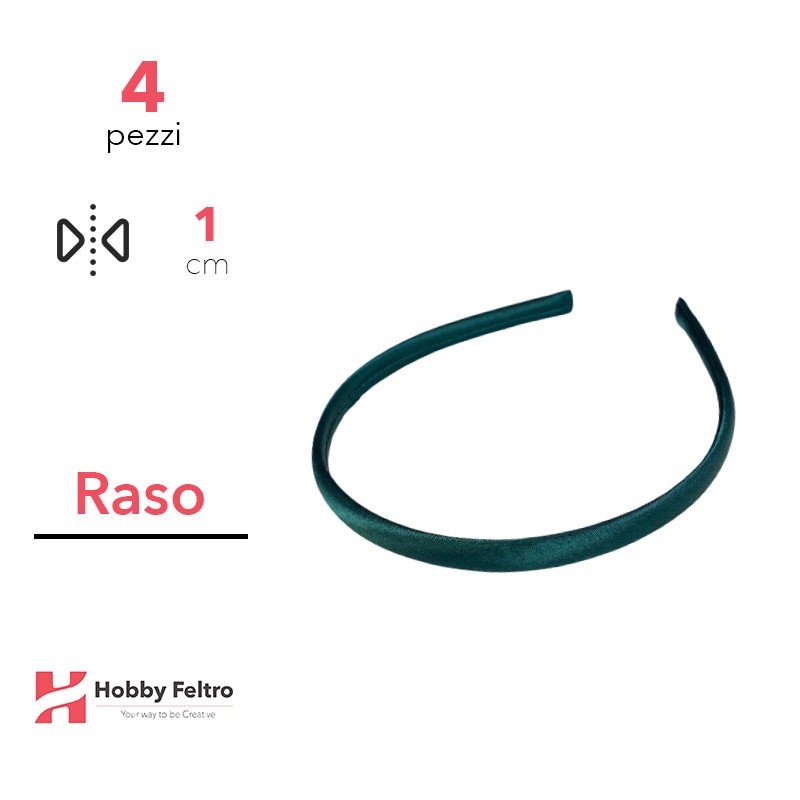 Cerchietto per Capelli Raso 1cm Kit 4 Pezzi Verde Loden COD.24