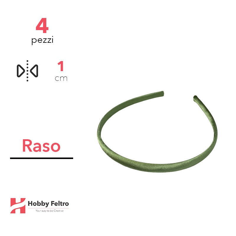 Cerchietto per Capelli Raso 1cm Kit 4 Pezzi Verde Salvia COD.22