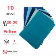 Feltro Nuance Blu 1mm 20x30cm Offerta 10 pezzi