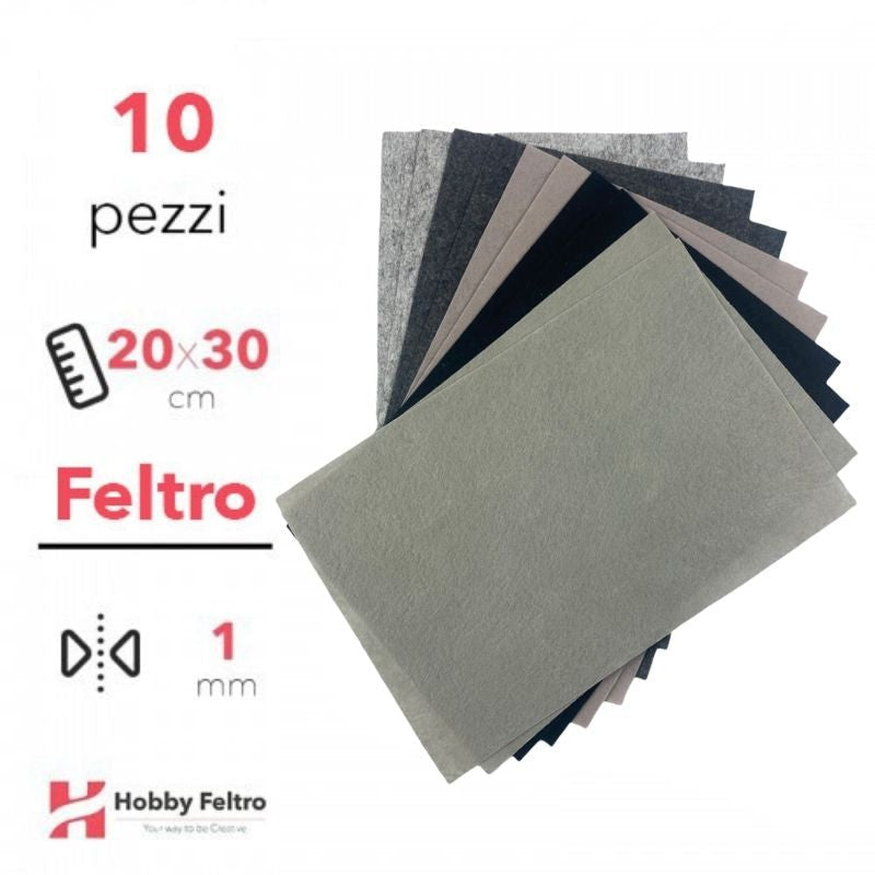 Feltro Nuance Grigio 1mm 20x30cm Offerta 10 pezzi