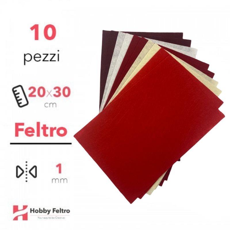 Feltro Nuance Rosso 1mm 20x30cm Offerta 10 pezzi