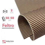 Feltro Stampato Fantasia 50x50cm 2mm Sfondo Beige e righe Marroni COD.03