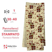 Pannolenci Stampato Natalizio Orsetto Regalo Bordeaux 1mm 30x40cm COD.4036-15
