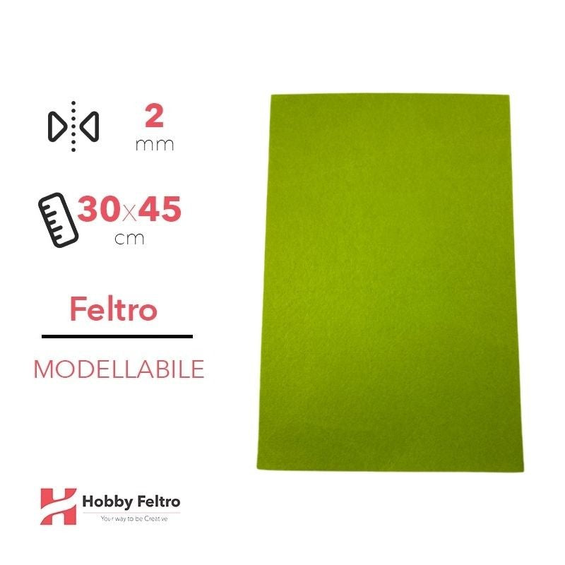 Feltro Modellabile 2mm Verde Prato 30x45cm COD.07
