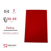 Feltro Modellabile 2mm Rosso 30x45cm COD.09
