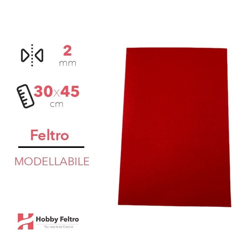 Feltro Modellabile 2mm Rosso 30x45cm COD.09
