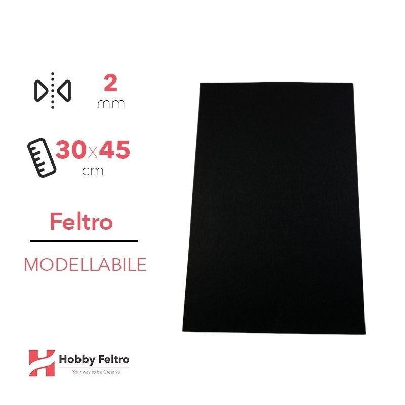Feltro Modellabile 2mm Nero 30x45cm COD.06