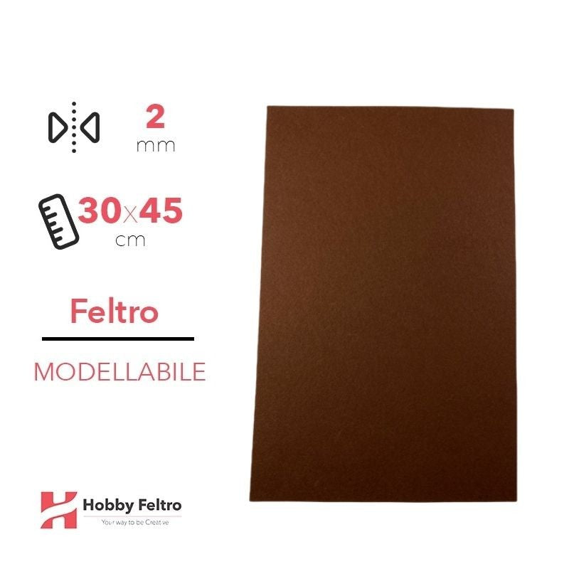 Feltro Modellabile 2mm Marrone 30x45cm COD.08