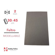 Feltro Modellabile 2mm Grigio 30x45cm COD.15