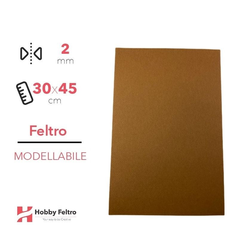 Feltro Modellabile 2mm Biscotto Scuro 30x45cm COD.13
