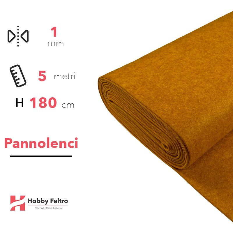Pannolenci color Ocra Melange 5 metri x 180cm COD.3500