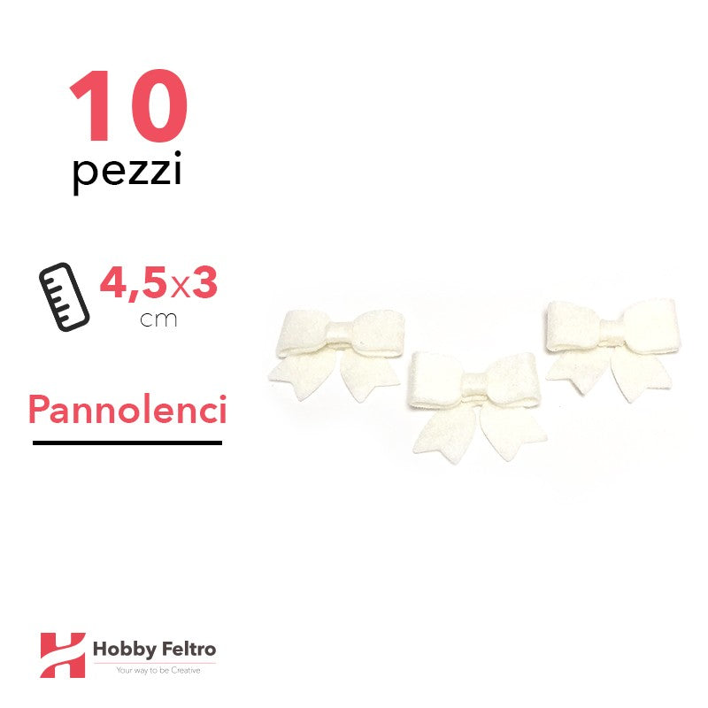 Fiocchetto Pannolenci 10 Pezzi Bianco Crema COD.02