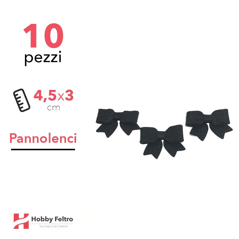 Fiocchetto Pannolenci 10 Pezzi Nero Intenso COD.09