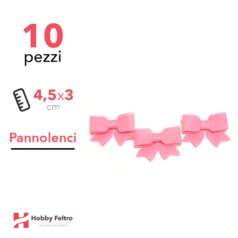 Fiocchetto Pannolenci 10 Pezzi Rosa Acceso COD.14