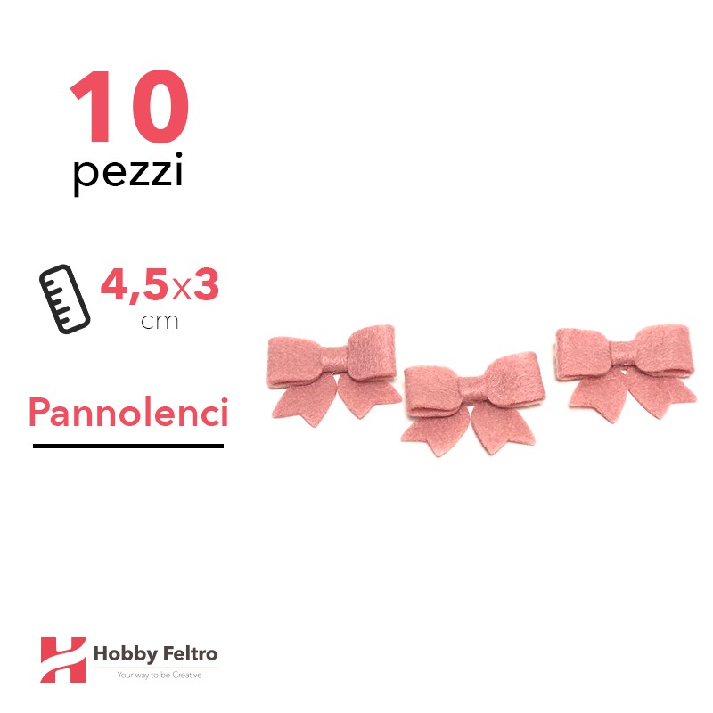 Fiocchetto Pannolenci 10 Pezzi Rosa Cipria COD.16
