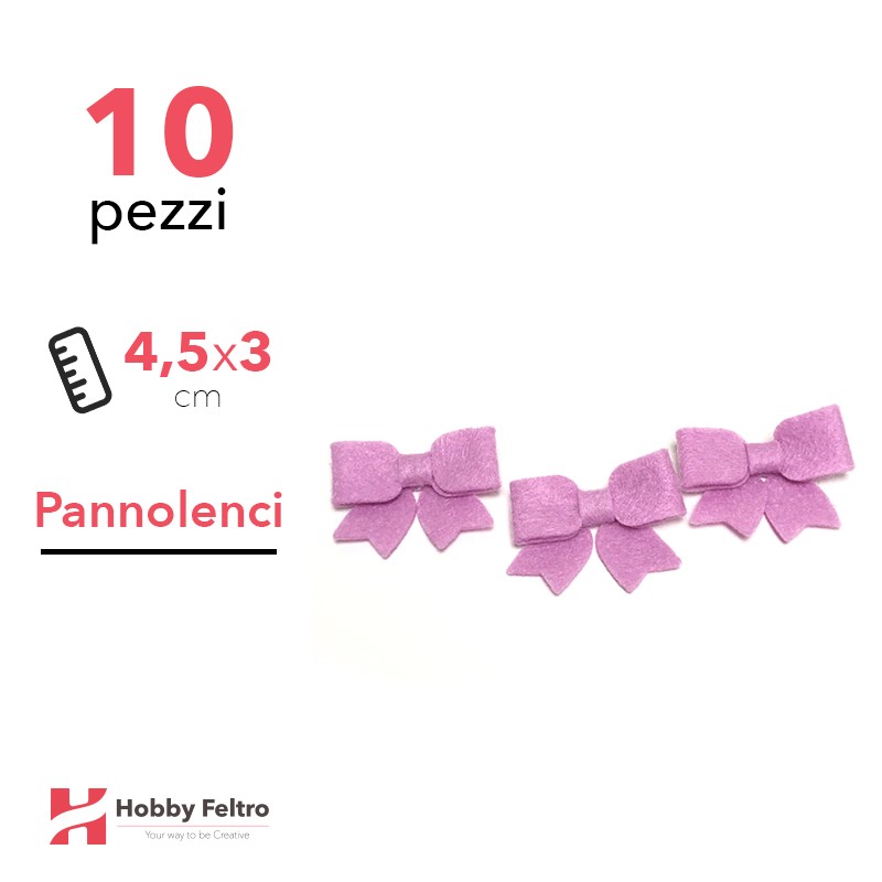 Fiocchetto Pannolenci 10 Pezzi Lilla COD.18