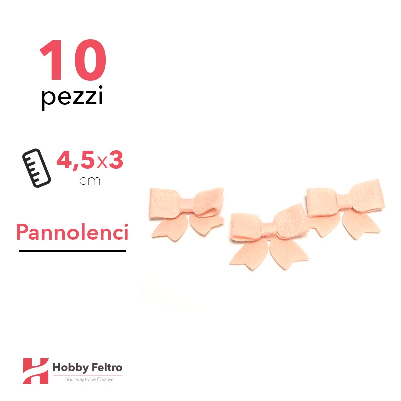 Fiocchetto Pannolenci 10 Pezzi Rosa Pesco COD.19