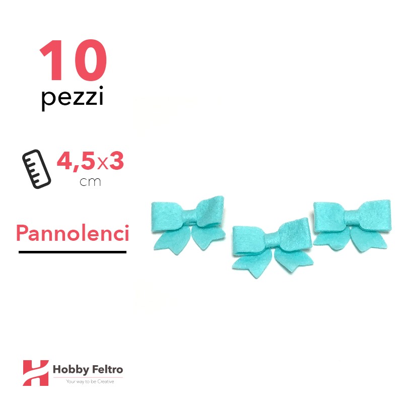 Fiocchetto Pannolenci 10 Pezzi Azzurro Acqua COD.21