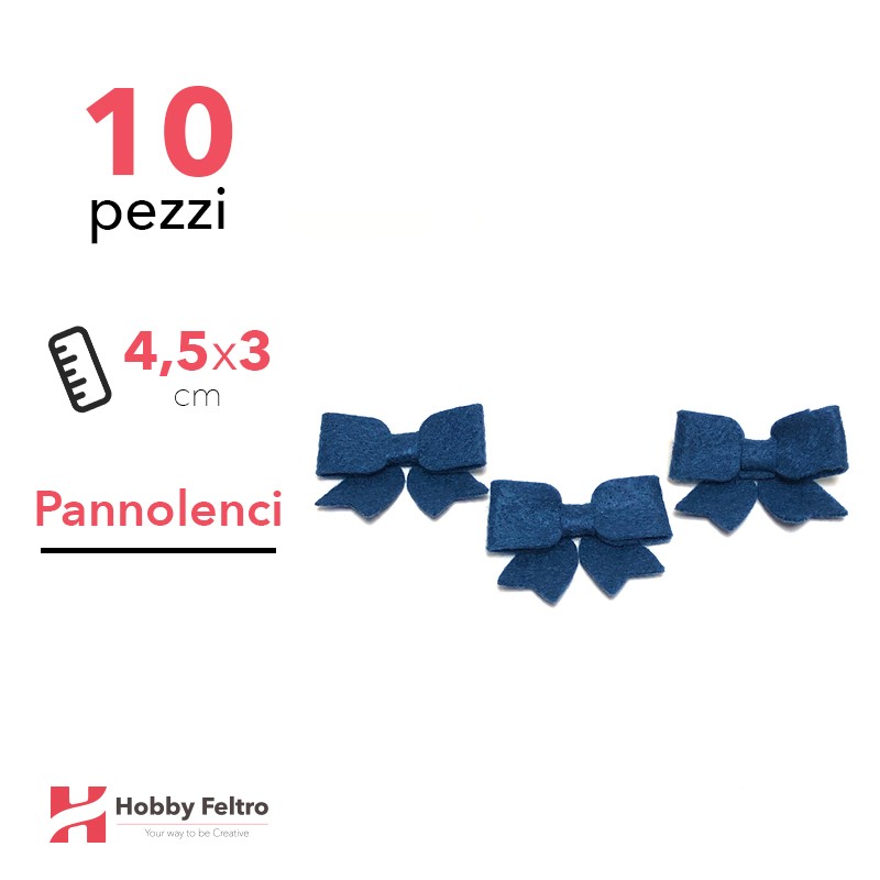 Fiocchetto Pannolenci 10 Pezzi Blu Reale COD.22
