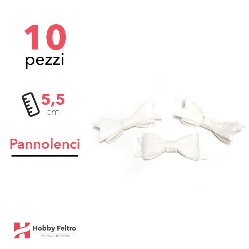 Fiocchetto Papillon Pannolenci 10 Pezzi Bianco Crema COD.02