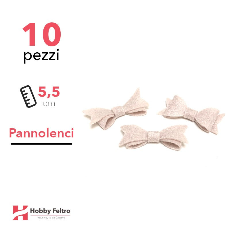 Fiocchetto Papillon Pannolenci 10 Pezzi Beige COD.03