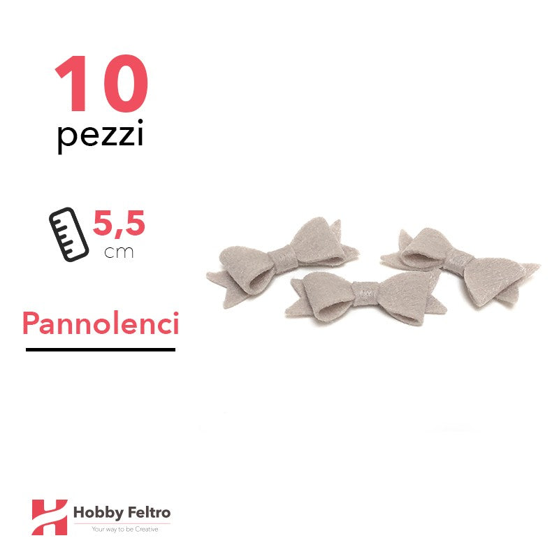 Fiocchetto Papillon Pannolenci 10 Pezzi Marrone Tabacco COD.05