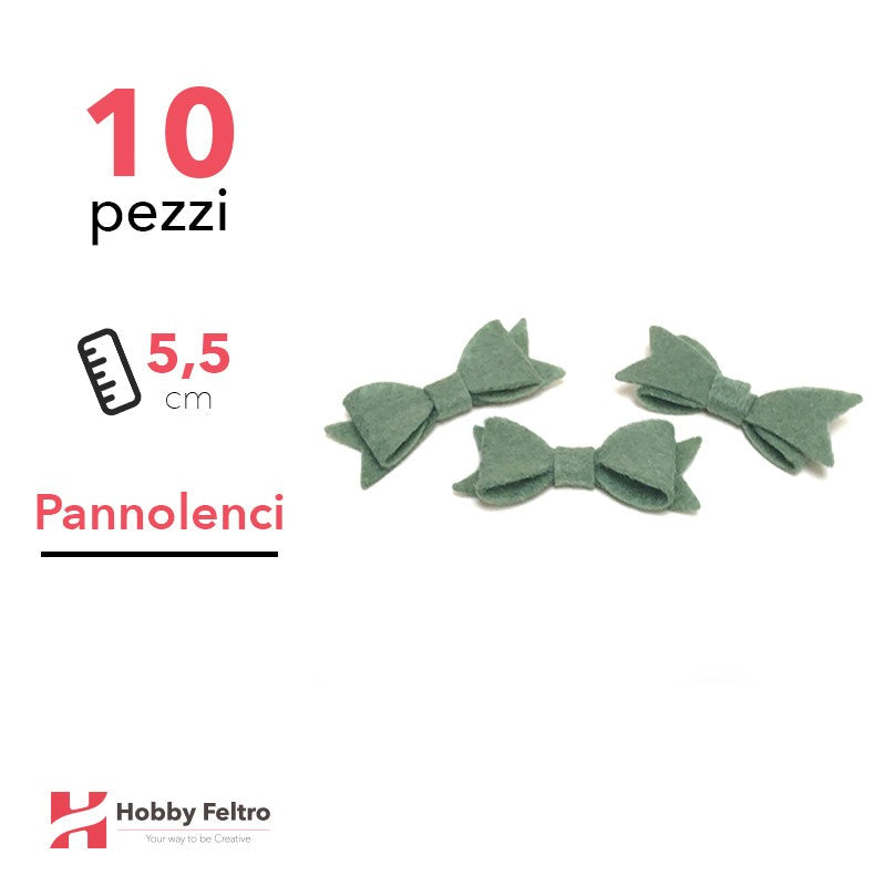 Fiocchetto Papillon Pannolenci 10 Pezzi Verde Bottiglia COD.10