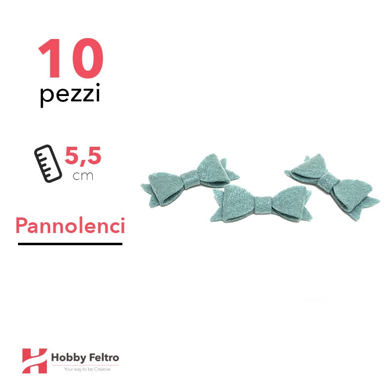 Fiocchetto Papillon Pannolenci 10 Pezzi Verde Marino COD.11