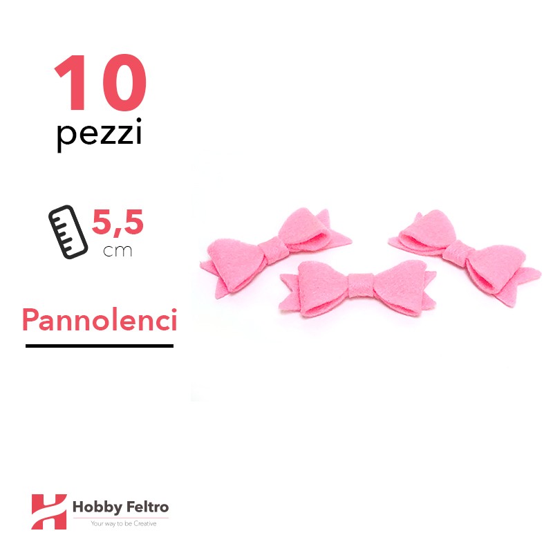 Fiocchetto Papillon Pannolenci 10 Pezzi Rosa Acceso COD.14