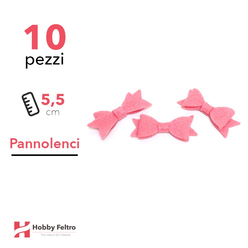 Fiocchetto Papillon Pannolenci 10 Pezzi Rosa Confetto COD.15