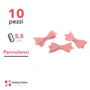 Fiocchetto Papillon Pannolenci 10 Pezzi Rosa Cipria COD.16