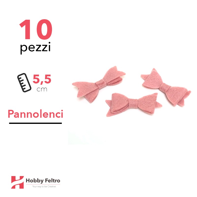 Fiocchetto Papillon Pannolenci 10 Pezzi Rosa Cipria COD.16