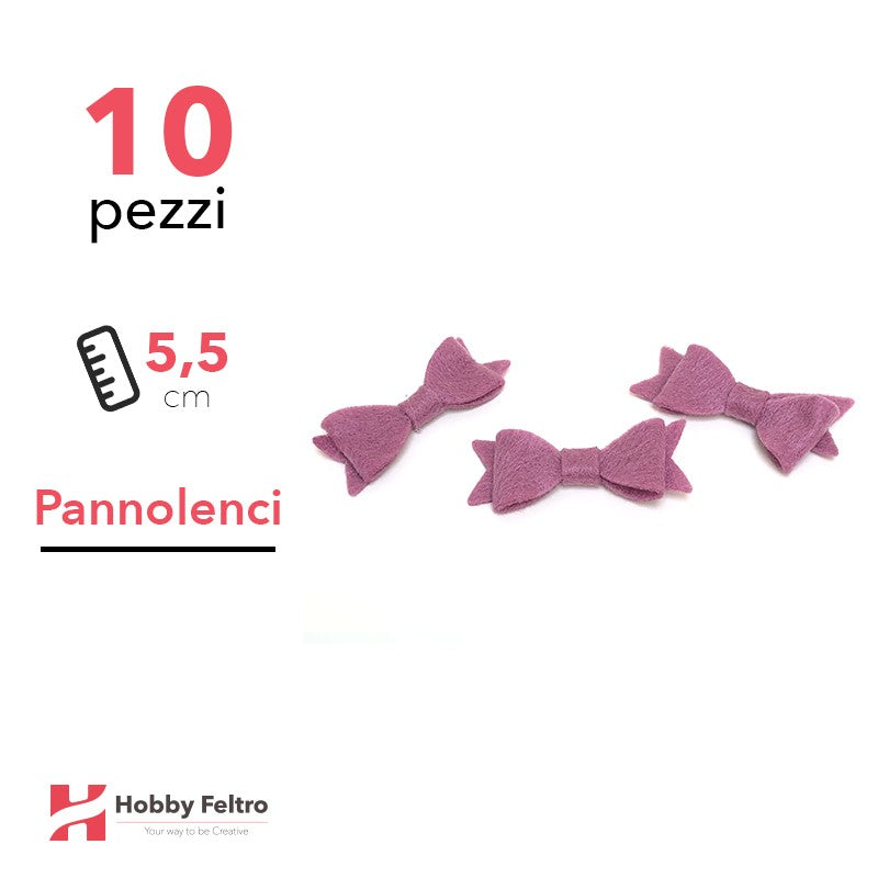 Fiocchetto Papillon Pannolenci 10 Pezzi Viola COD.17