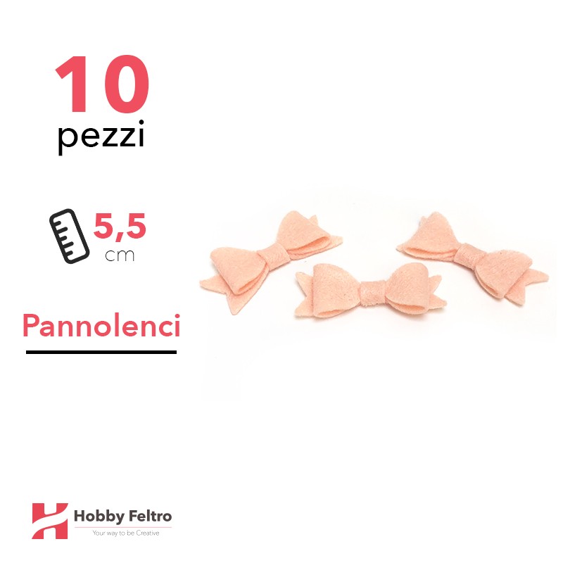 Fiocchetto Papillon Pannolenci 10 Pezzi Rosa Pesco COD.19