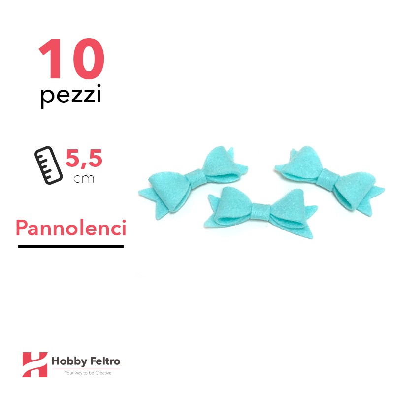 Fiocchetto Papillon Pannolenci 10 Pezzi Azzurro Acqua COD.21